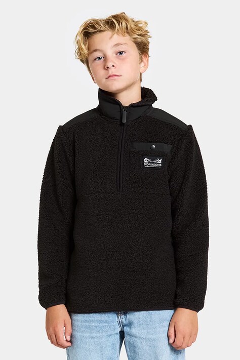 Didriksons bluza EXA KIDS HALF Z kolor czarny gładka 505638