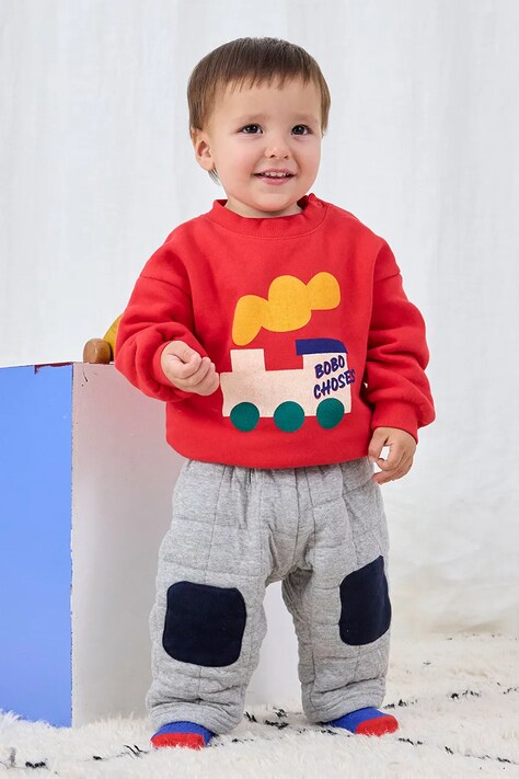 Pamučna dukserica za bebe Bobo Choses Choo Choo boja: crvena, s tiskom, 225AB046