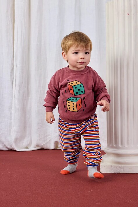 Бебешки памучен суичър Bobo Choses Roll The Dice в розово с десен 225AB048