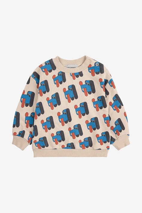 Bobo Choses hanorac de bumbac pentru bebeluși Doggy Mate culoarea bej, cu imprimeu, 225AB052