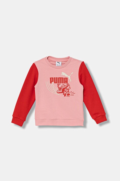 Puma bluza dziecięca LITTLE RUNNERS Crew TR PS kolor różowy z nadrukiem 688477