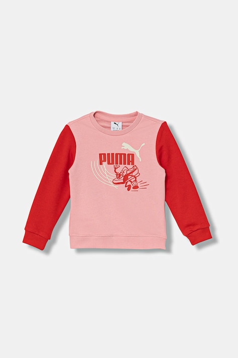 Puma bluză copii LITTLE RUNNERS Crew TR PS culoarea roz, cu imprimeu, 688477