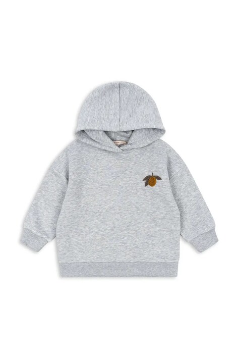 Konges Sløjd bluza dziecięca LOU SWEAT HOOD OCS kolor szary z kapturem z aplikacją KS103866