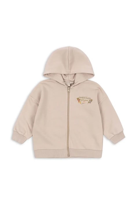 Konges Sløjd hanorac de bumbac pentru copii LOU SWEAT ZIP HOOD OCS culoarea gri, cu glugă, melanj, KS103865