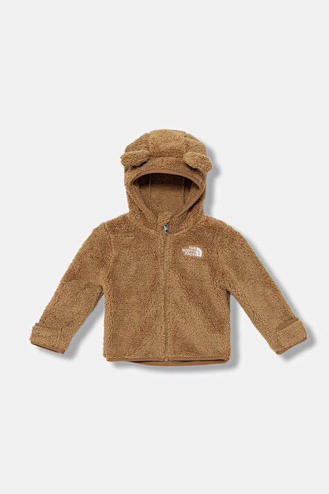 Kojenecká mikina The North Face BABY CAMPSHIRE F/Z HOODIE hnědá barva, s kapucí, hladká, NF0A88VWBQ81