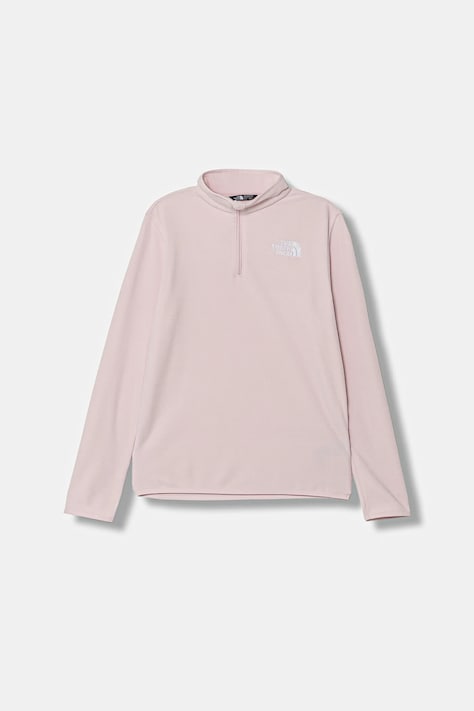 Dětská fleecová mikina The North Face TEEN GLACIER 1/4 ZIP PULLOVER růžová barva, s aplikací, NF0A8CVGBP61