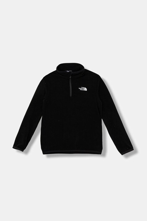 Dětská fleecová mikina The North Face KID GLACIER 1/4 ZIP PULLOVER černá barva, hladká, NF0A8CVJJK31