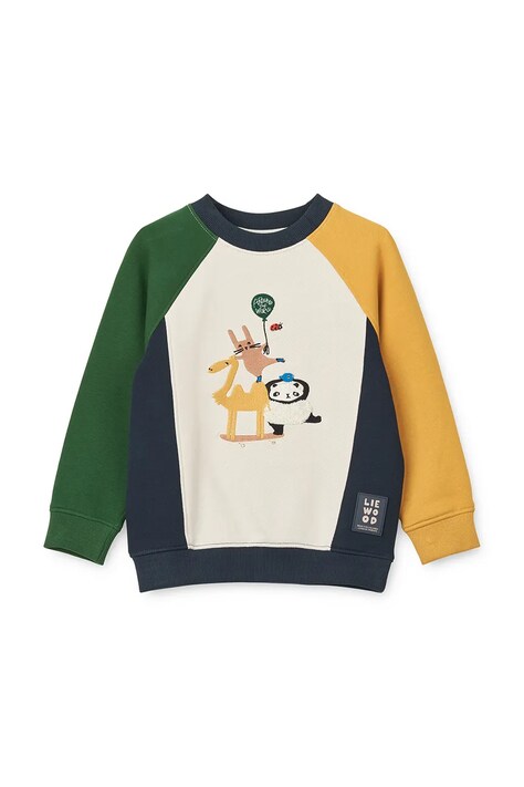 Liewood bluza bawełniana dziecięca Aude Placement Sweatshirt kolor multicolor wzorzysta LW20358