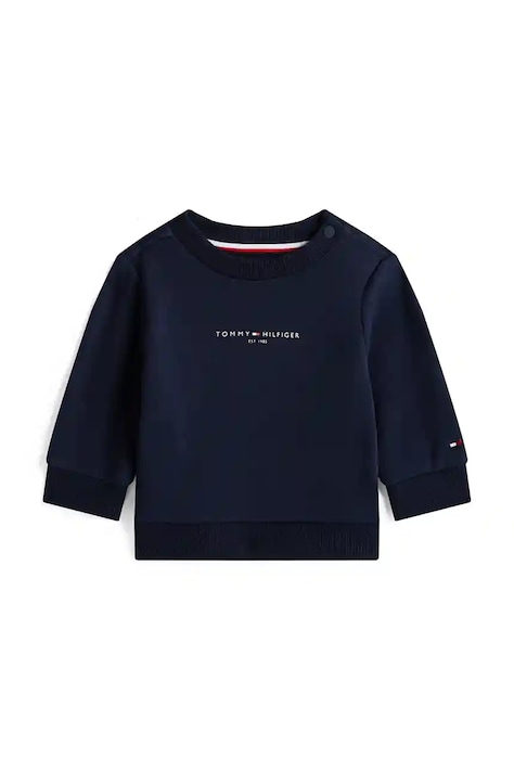 Kojenecká mikina s bavlnou Tommy Hilfiger tmavomodrá barva, s potiskem, KN0KN02070