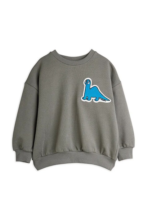 Mini Rodini bluza bawełniana dziecięca Dino kolor szary z aplikacją 25720130