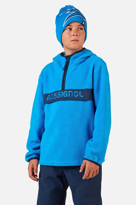 Rossignol bluza dziecięca ALLTRACK kolor niebieski z kapturem gładka RLOYL02
