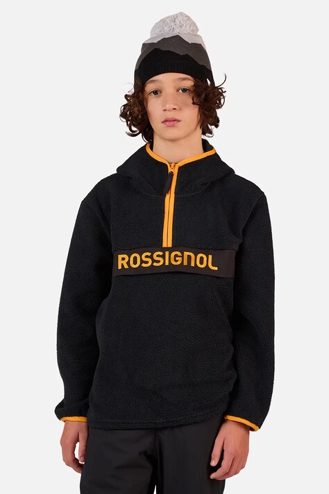 Rossignol bluza dziecięca ALLTRACK kolor czarny z kapturem gładka RLOYL02
