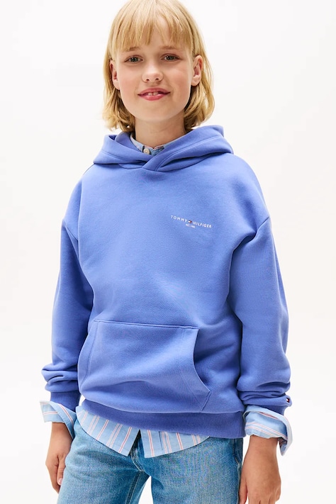 Παιδική μπλούζα Tommy Hilfiger χρώμα: μπλε, με κουκούλα, KS0KS00660