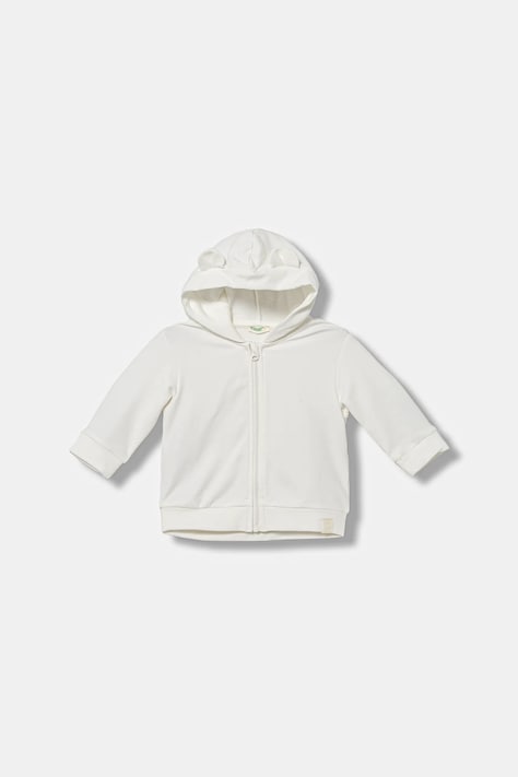 Кофта для немовлят United Colors of Benetton колір бежевий з капюшоном однотонна 3MDSA501M
