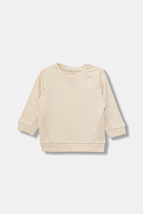 Pamučna dukserica za bebe United Colors of Benetton boja: bež, bez uzorka, 3ITEA106H