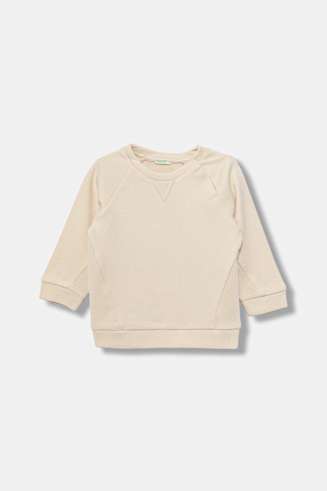 United Colors of Benetton hanorac de bumbac pentru bebeluși culoarea bej, uni, 3ITEA106H
