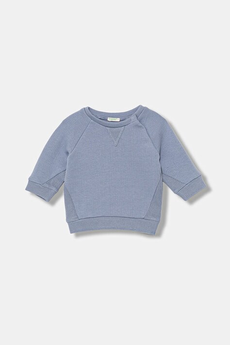 United Colors of Benetton bluza bawełniana niemowlęca kolor niebieski gładka 3ITEA106H