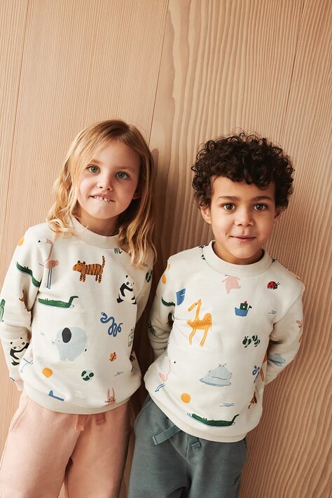 Liewood bluza bawełniana dziecięca Thora Printed Sweatshirt kolor beżowy wzorzysta LW20671