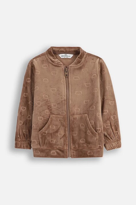 Coccodrillo bluza welurowa dziecięca kolor brązowy wzorzysta FOREST FRIENDS BOY NEWBORN