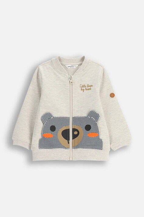 Coccodrillo bluza niemowlęca kolor szary z nadrukiem FOREST FRIENDS BOY NEWBORN