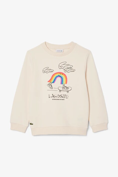 Lacoste bluza bawełniana dziecięca kolor beżowy z nadrukiem SJ8452