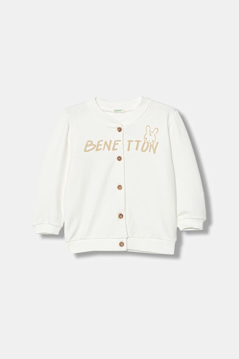 United Colors of Benetton bluza niemowlęca kolor biały z nadrukiem 3K1CA501S
