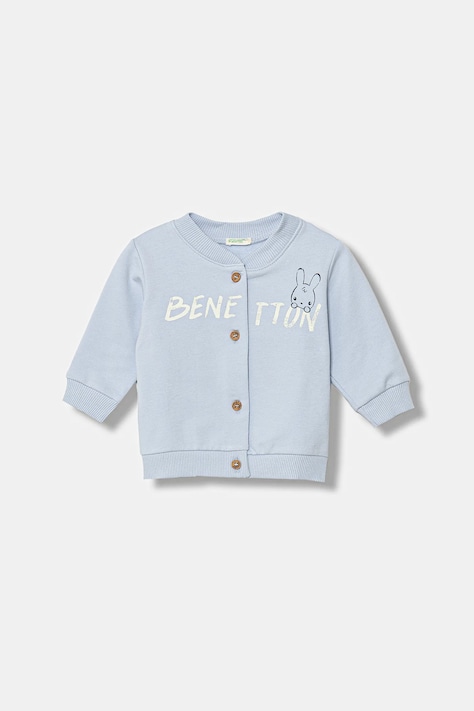 United Colors of Benetton bluza niemowlęca kolor niebieski z nadrukiem 3K1CA501S