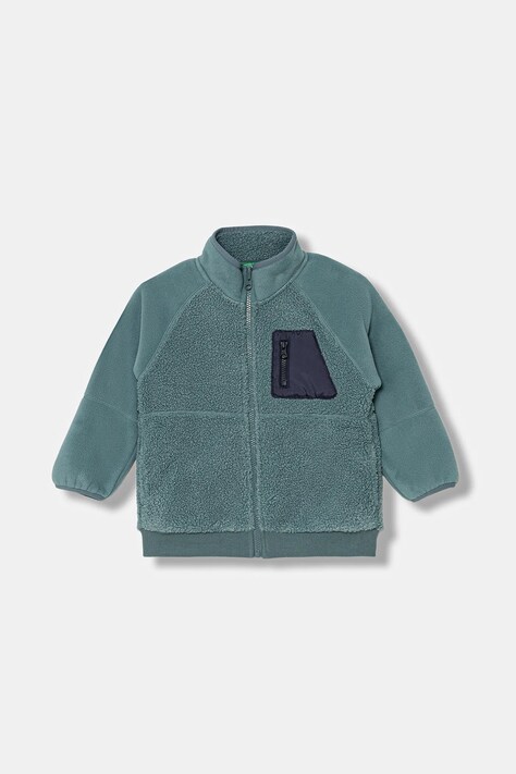 United Colors of Benetton bluza polarowa dziecięca kolor turkusowy gładka 3PNYG5044