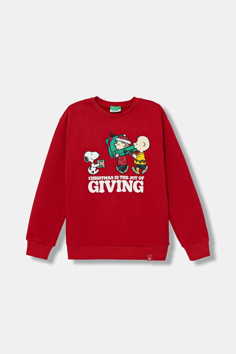 Dětská mikina United Colors of Benetton červená barva, s potiskem, 3J73C10RO