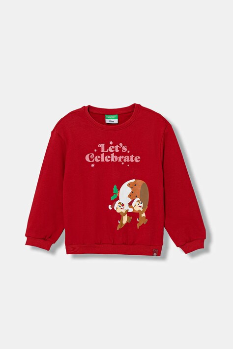 Dětská mikina United Colors of Benetton červená barva, s potiskem, 3J73G10L0