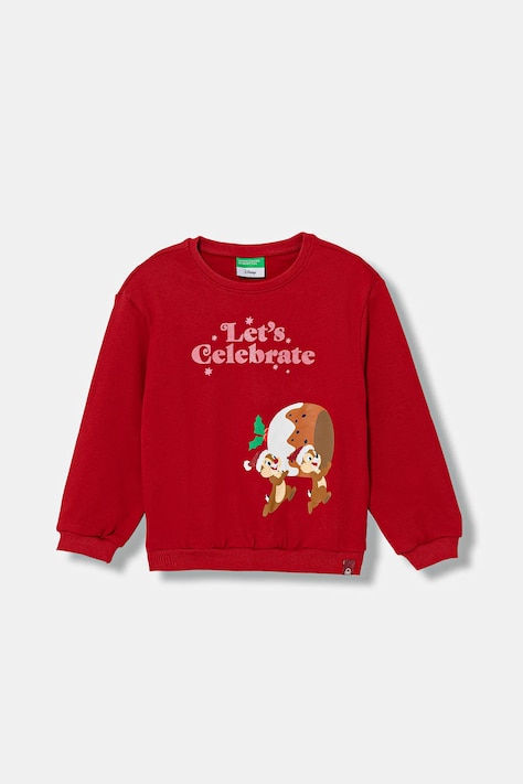 Dětská mikina United Colors of Benetton červená barva, s potiskem, 3J73G10L0