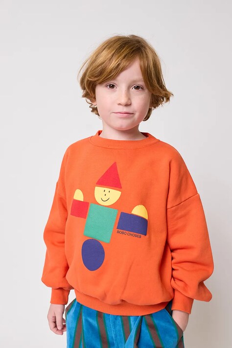 Bobo Choses bluza bawełniana dziecięca Wooden Toy kolor pomarańczowy z nadrukiem 225FC004