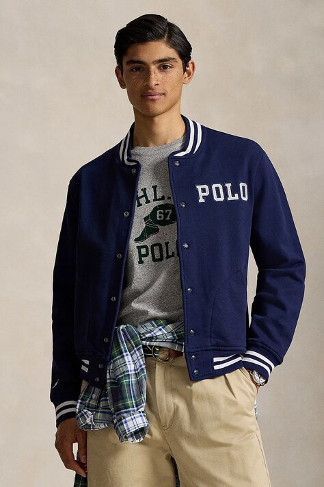 Polo Ralph Lauren hanorac de bumbac culoarea bleumarin, uni, 710972666