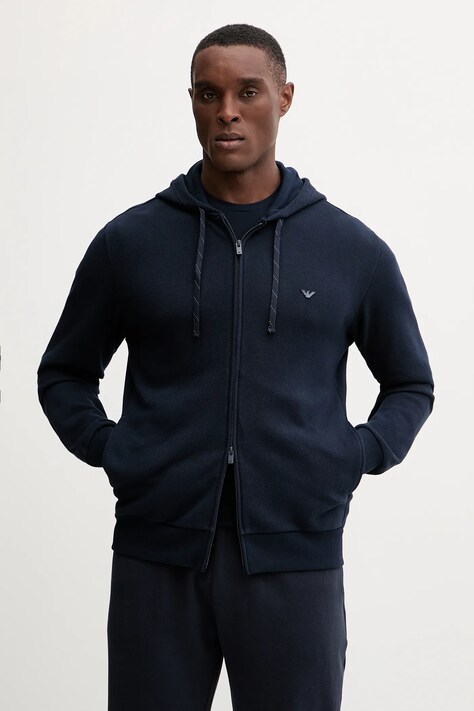 Φούτερ lounge Emporio Armani Underwear χρώμα: ναυτικό μπλε, με κουκούλα, EM000644 AF14982