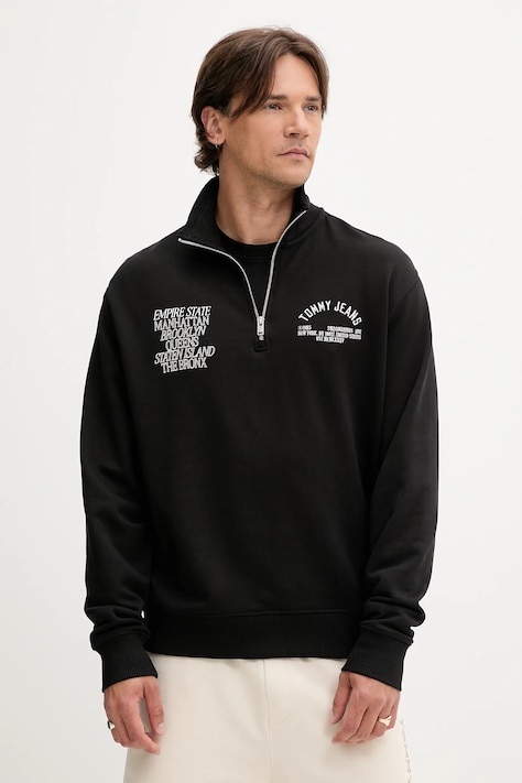 Βαμβακερή μπλούζα Tommy Jeans χρώμα: μαύρο, DM0DM21797