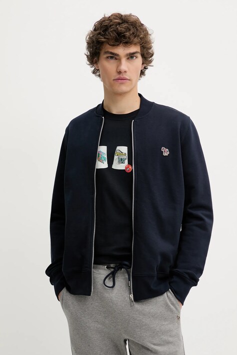 Bavlněná mikina PS Paul Smith pánská, tmavomodrá barva, hladká, M2R-258S-KZEBRA