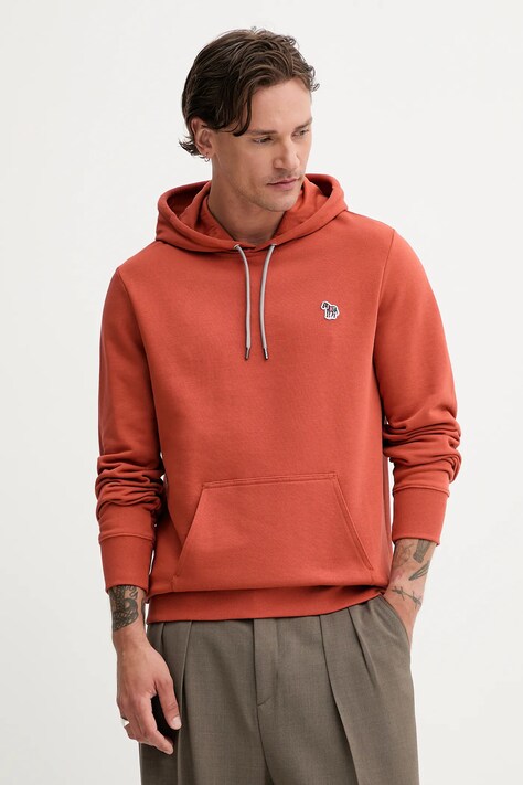PS Paul Smith hanorac de bumbac culoarea portocaliu, cu glugă, uni, M2R-284SZ-T21116