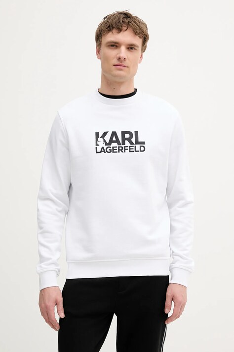Хлопковая кофта Karl Lagerfeld цвет белый с принтом 553917.705091
