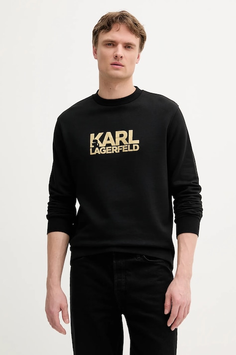 Karl Lagerfeld hanorac din bumbac culoarea negru, cu imprimeu, 553917.705091