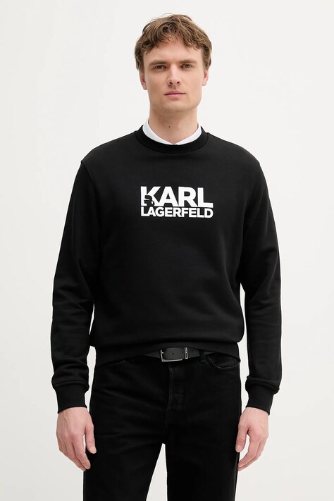 Karl Lagerfeld bluza bawełniana męska kolor czarny z nadrukiem 553917.705091