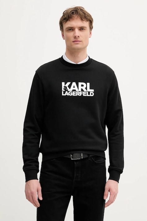 Karl Lagerfeld pamut melegítőfelső fekete, nyomott mintás, 553917.705091
