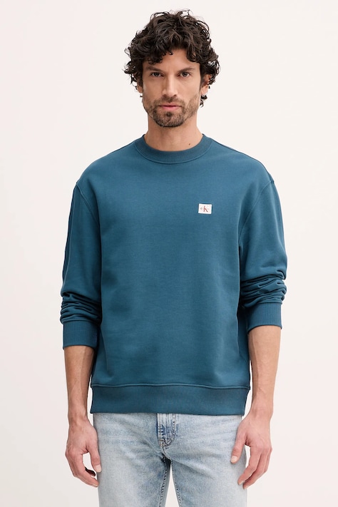 Calvin Klein Jeans bluza męska kolor turkusowy gładka LV04RC273G