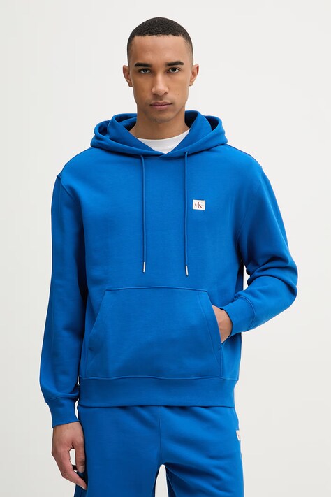 Calvin Klein Jeans dukserica sa kapuljačom za muškarce od pamuka plava LV04RC274G