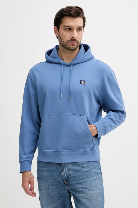 Mikina Calvin Klein Jeans pánská, fialová barva, s kapucí, hladká, LV04RC274G