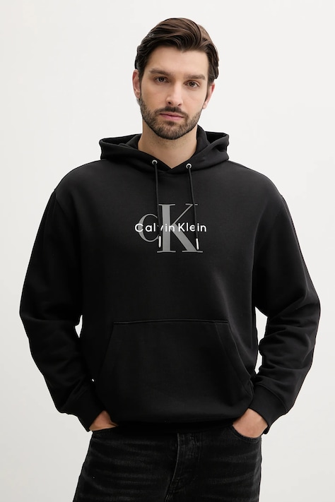 Кофта Calvin Klein Jeans цвет чёрный с капюшоном с принтом LV04RC282G