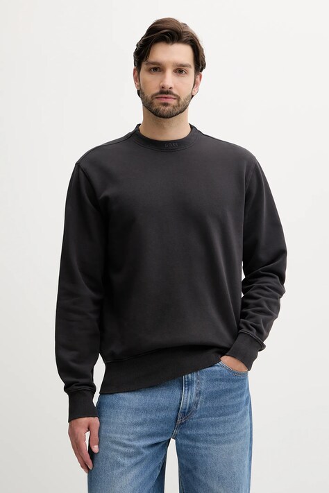 BOSS Orange hanorac de bumbac culoarea negru, uni, 50519718