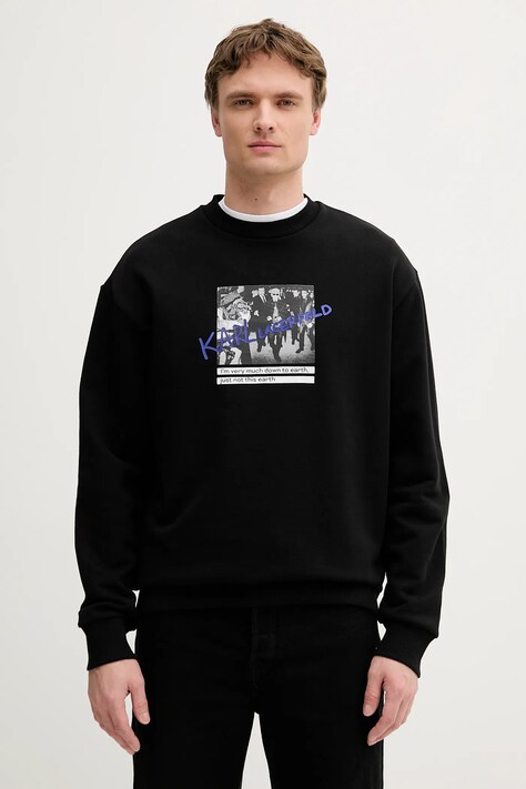 Pamučna dukserica Karl Lagerfeld boja: crna, s tiskom, 553904.705110