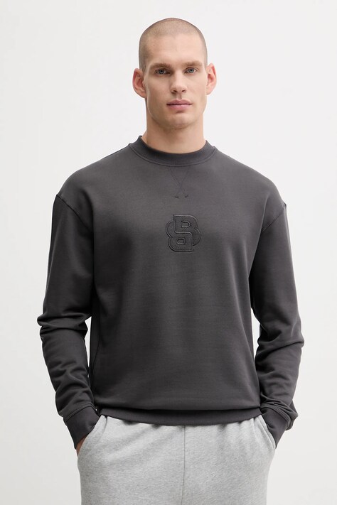 BOSS bluza bawełniana męska kolor szary z aplikacją 50545529