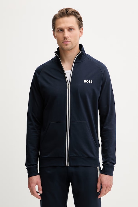 BOSS dukserica na zakopčavanje za muškarce od pamuka Authentic Jacket Z mornarsko plava 50545564