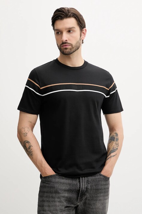 BOSS tricou din bumbac culoarea negru, cu imprimeu, 50545852